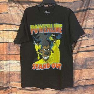 Disney T-Shirt Men's Black Large Powerline A Goofy Movie Graphic Cotton Tee
